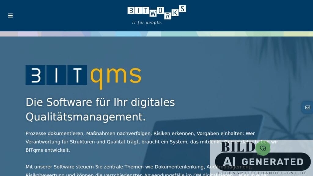Screenshot of bitqms.de interface
