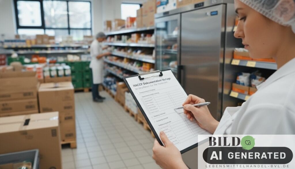 Mitarbeiter füllt HACCP-Checkliste aus, um die Dokumentationspflicht für Lebensmittelhändler zu vereinfachen