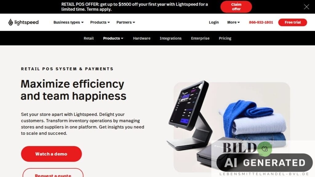 Screenshot of Retail page on lightspeedhq.com