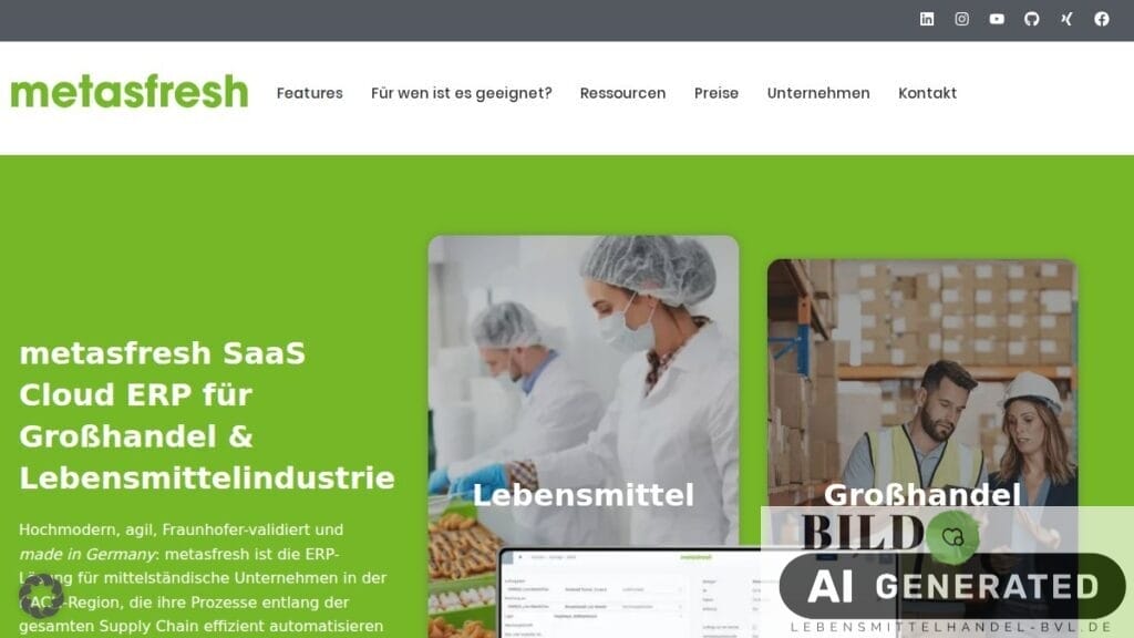 Screenshot of metasfresh.com interface