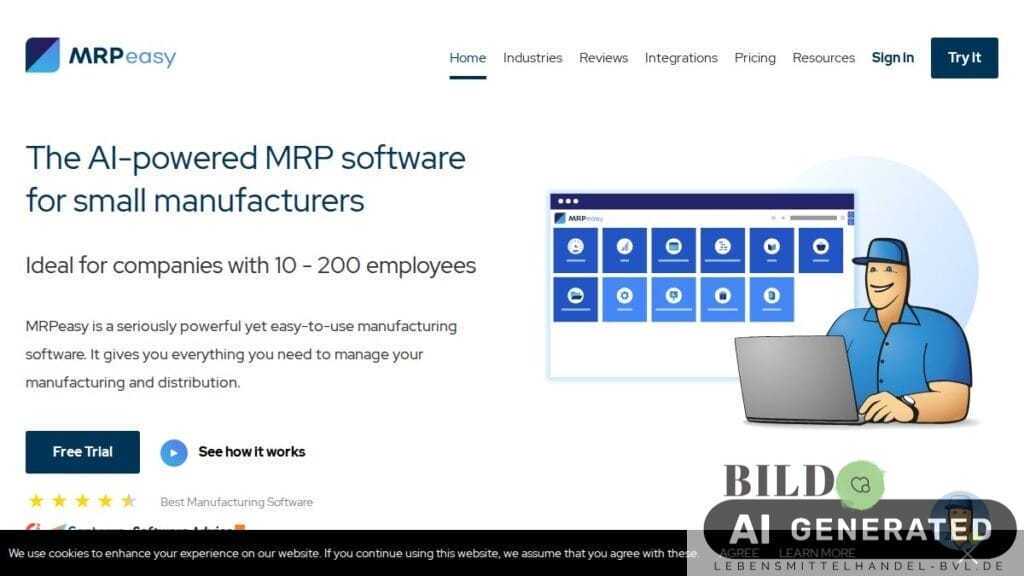 Screenshot of mrpeasy.com interface