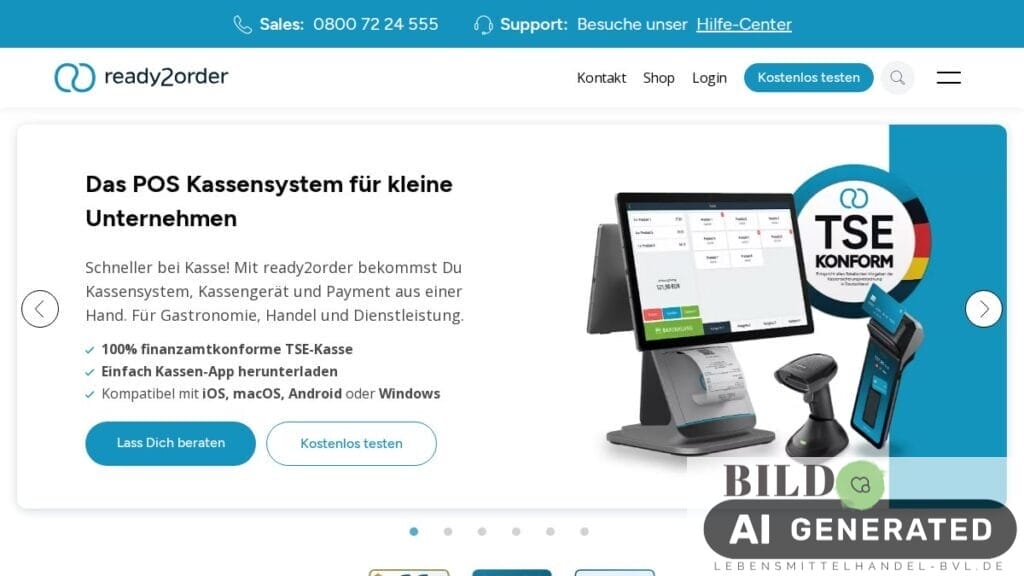 Screenshot of ready2order.com interface