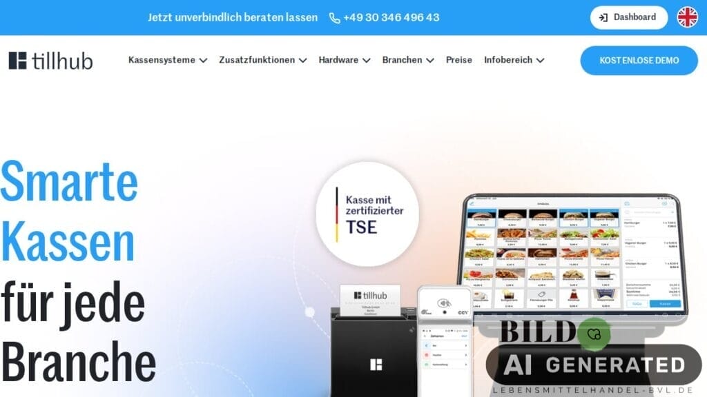 Screenshot of tillhub.de interface