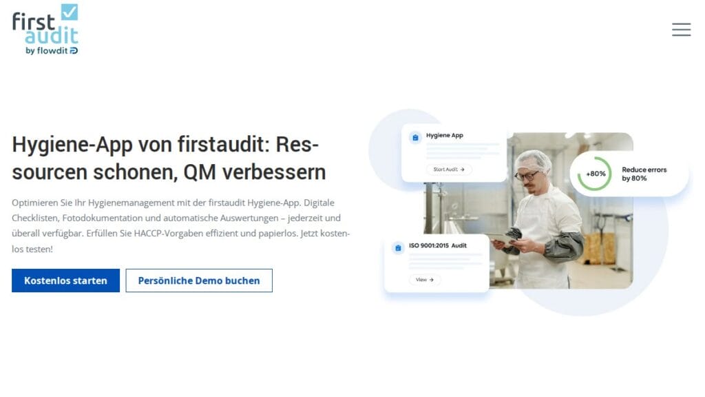 Screenshot of Hygiene App page on firstaudit.de
