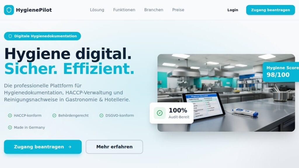 Screenshot of hygienepilot.de interface